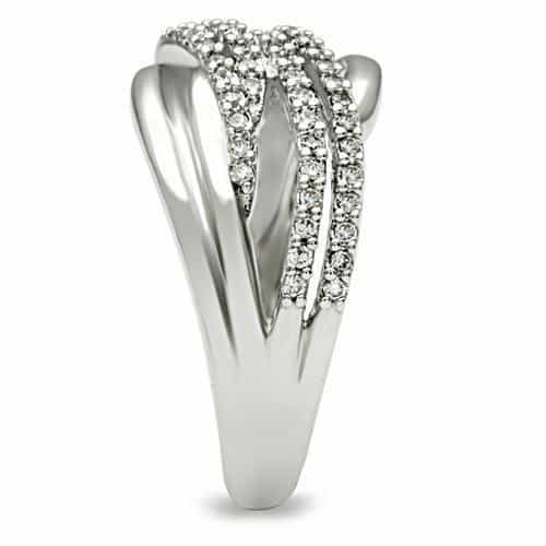 Brass CZ Pave Wide Crossover Band Ring | The Stainless Jewelry view 8