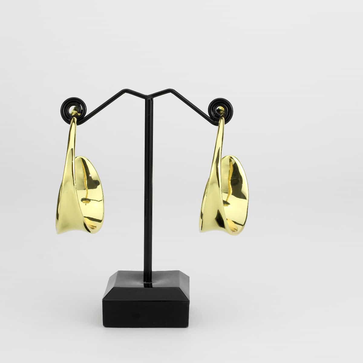 Brass Gold Polished Long Curved Talon Drop Earrings view 1