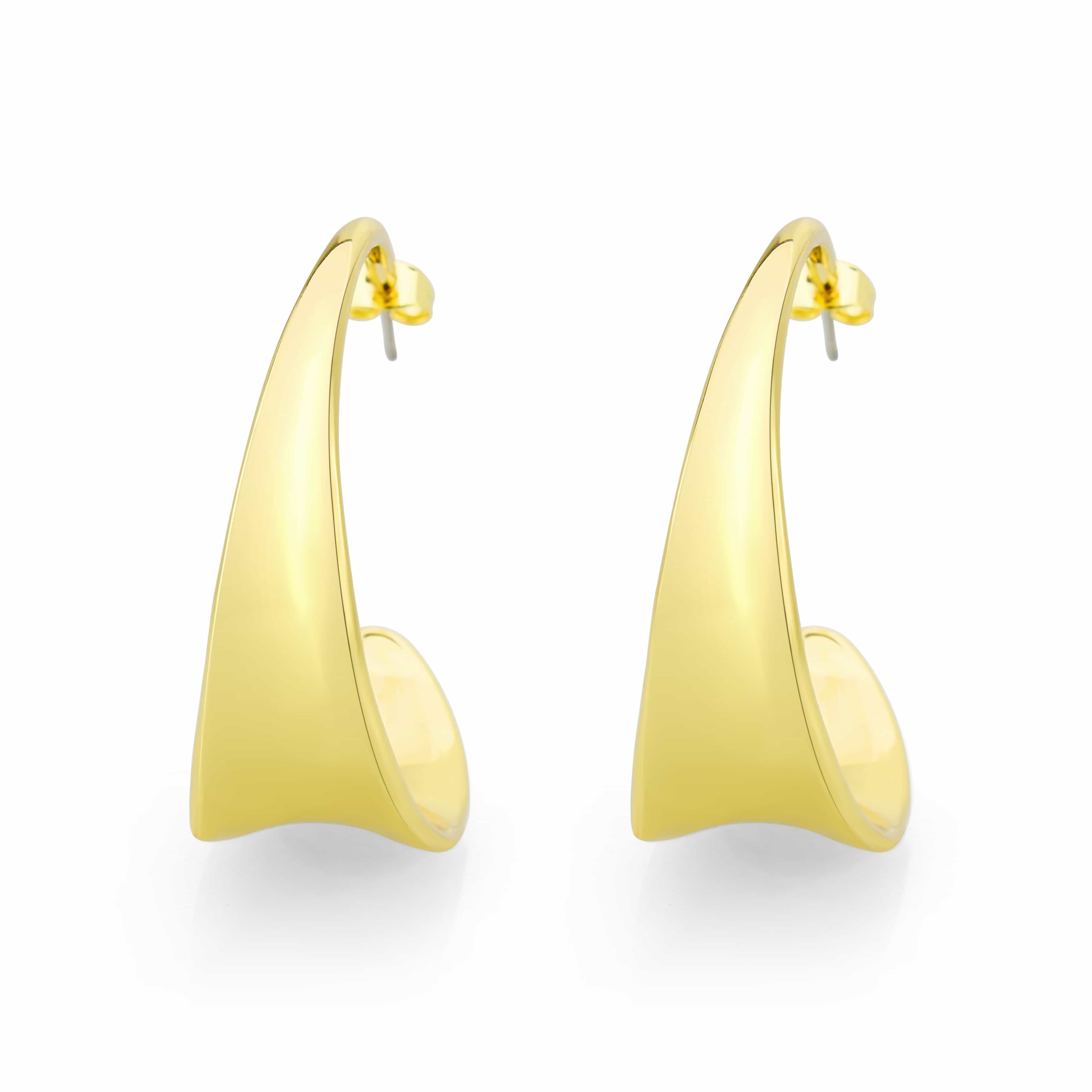 Brass Gold Polished Long Curved Talon Drop Earrings view 4