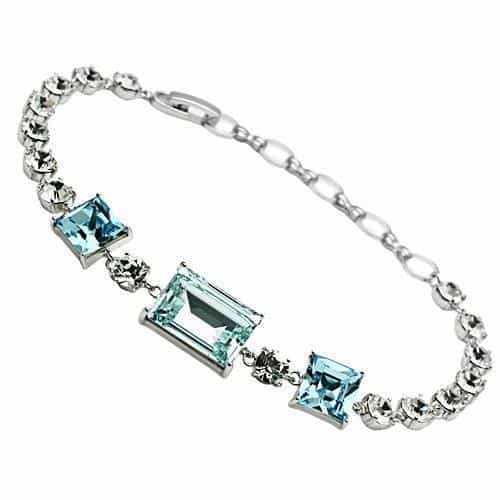 Brass Aquamarine Crystal Tennis Chain Ring view 1