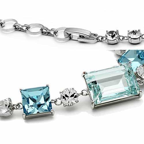 Brass Aquamarine Crystal Tennis Chain Ring view 2