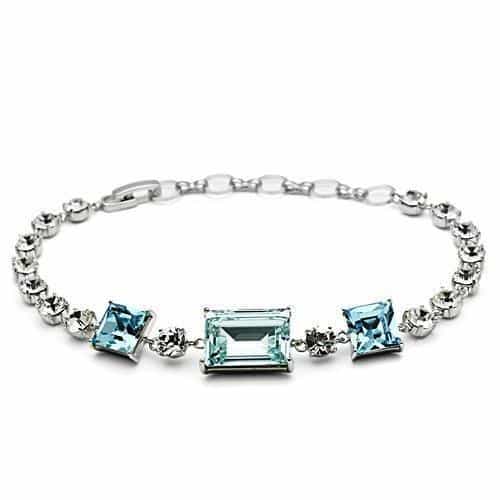 Brass Aquamarine Crystal Tennis Chain Ring view 3