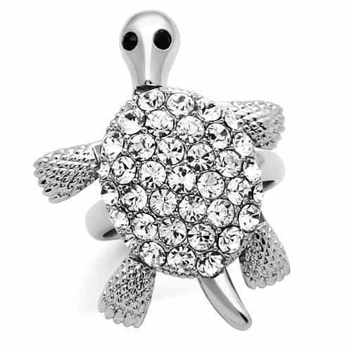 Brass CZ Cluster Turtle Cocktail Ring | The Stainless Jewelry view 1