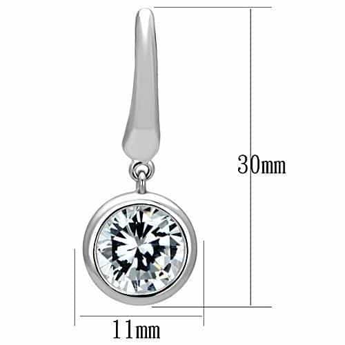 Brass CZ Bezel Round Dangle Drop Earrings | The Stainless Jewelry view 2