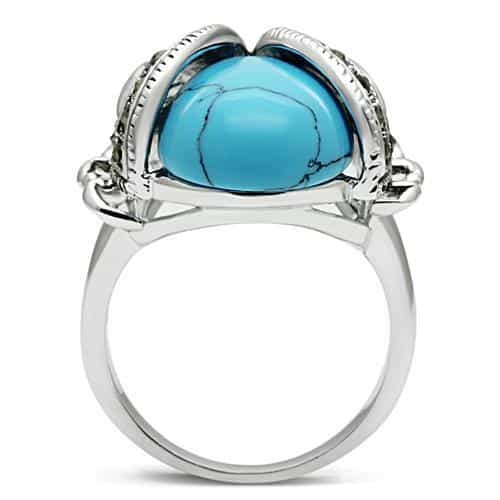 Brass Turquoise Marcasite Feather Vintage Cocktail Ring view 9