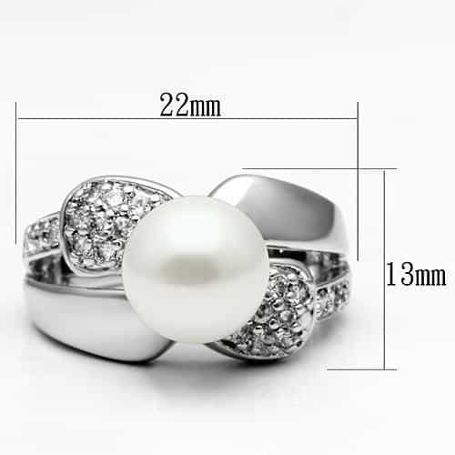 Brass Pearl CZ Leaf Bypass Cocktail Ring | The Stainless Jewelry view 2
