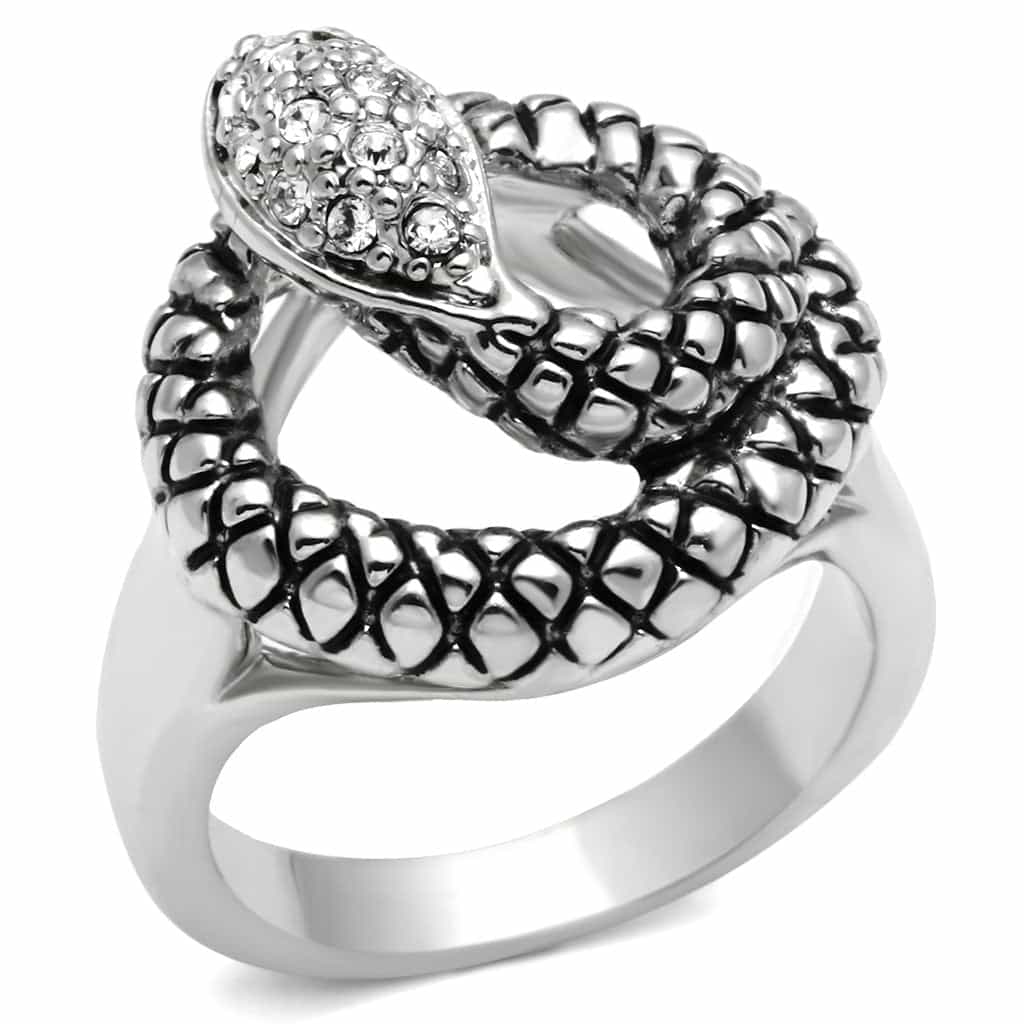 Brass Oxidized Scale Snake Coil Wrap Ring | The Stainless Jewelry view 5