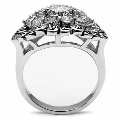 Brass CZ Filigree Floral Sunburst Cocktail Ring view 3