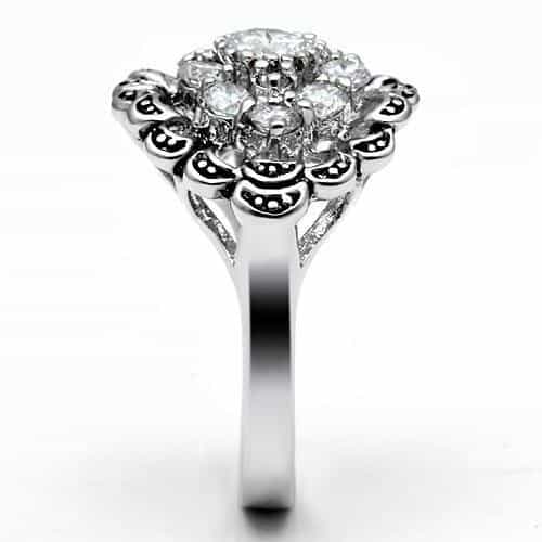 Brass CZ Filigree Floral Sunburst Cocktail Ring view 8
