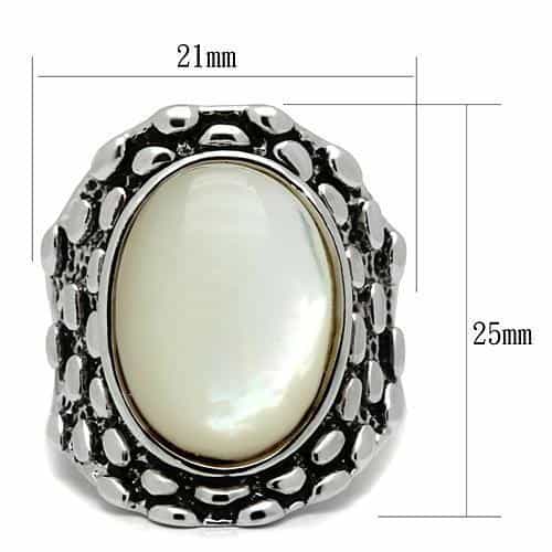 Brass Mother of Pearl Oval Scale Bezel Ring view 2