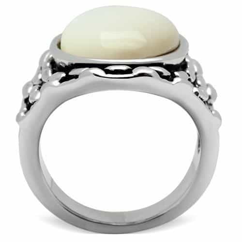 Brass Mother of Pearl Oval Scale Bezel Ring view 3