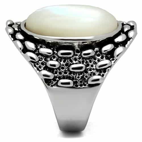 Brass Mother of Pearl Oval Scale Bezel Ring view 4