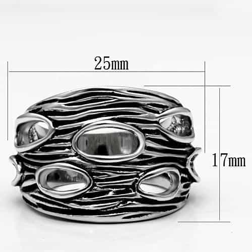 Brass Oxidized Cutout Tree Bark Wide Band Ring view 2