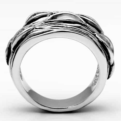 Brass Oxidized Cutout Tree Bark Wide Band Ring view 3