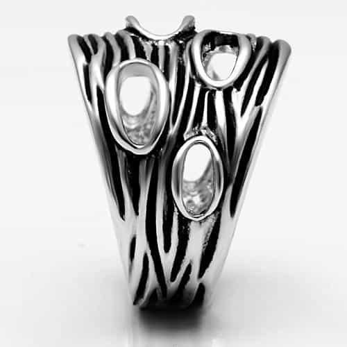 Brass Oxidized Cutout Tree Bark Wide Band Ring view 8