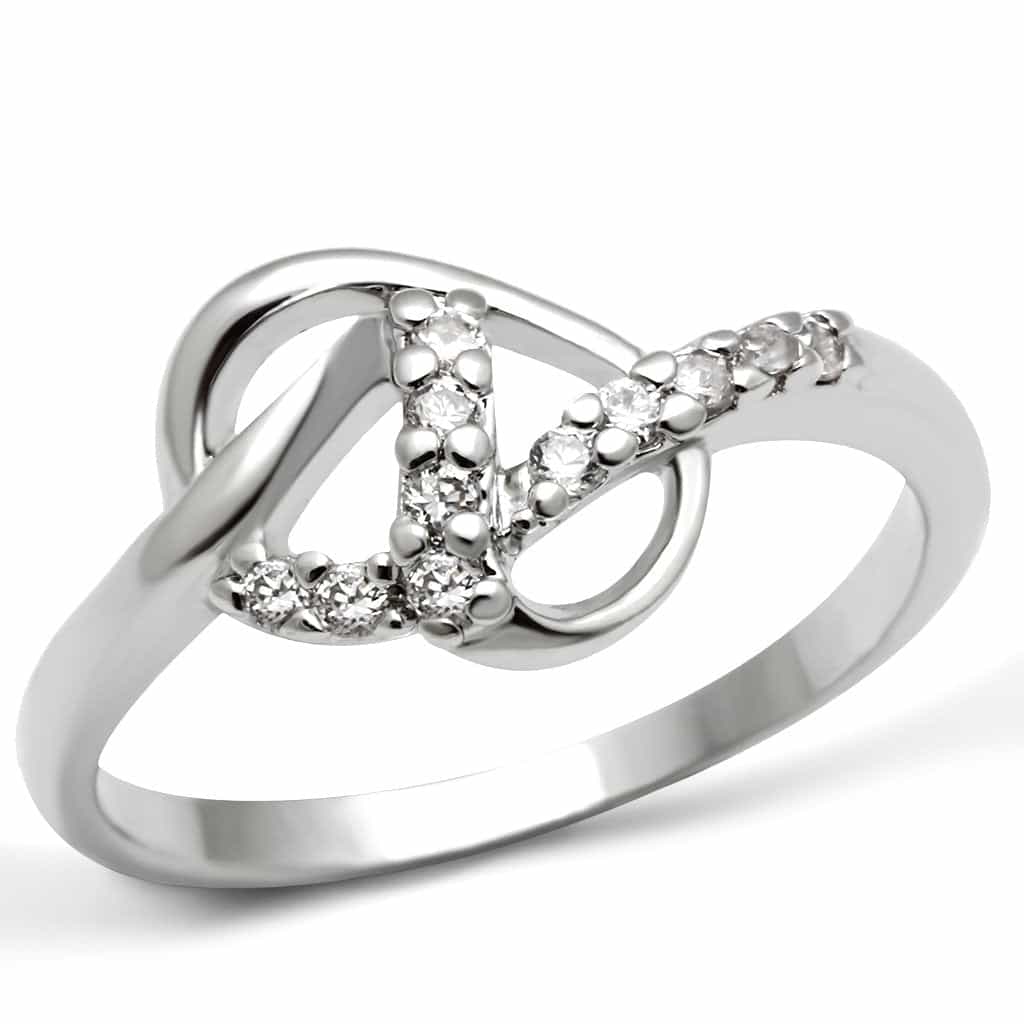 Brass CZ Pave Double Swirl Open Ring | The Stainless Jewelry view 1