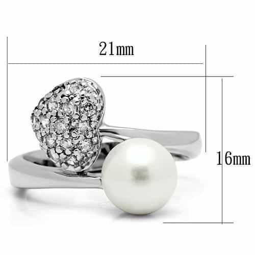 Brass Pearl CZ Heart Open Ring | The Stainless Jewelry view 6