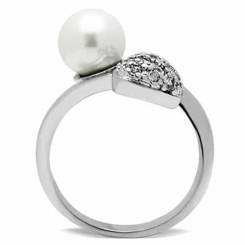 Brass Pearl CZ Heart Open Ring | The Stainless Jewelry view 7