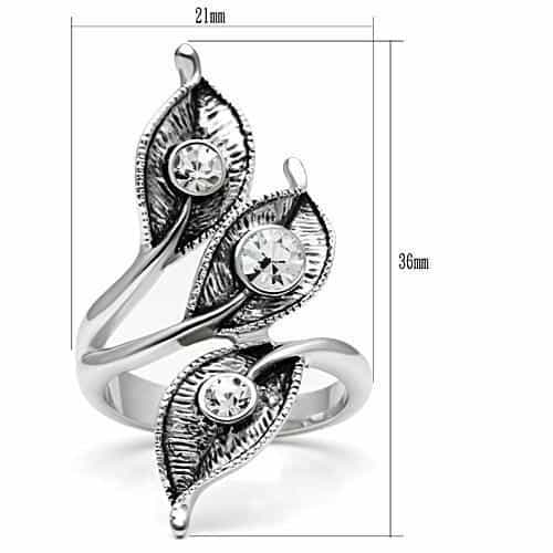 Brass CZ Leaf Vine Bypass Ring | The Stainless Jewelry view 6
