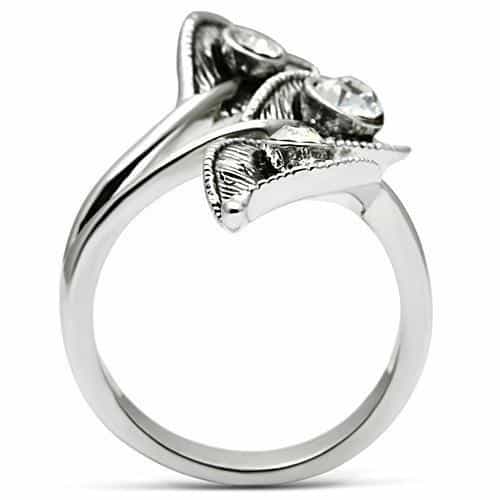 Brass CZ Leaf Vine Bypass Ring | The Stainless Jewelry view 7