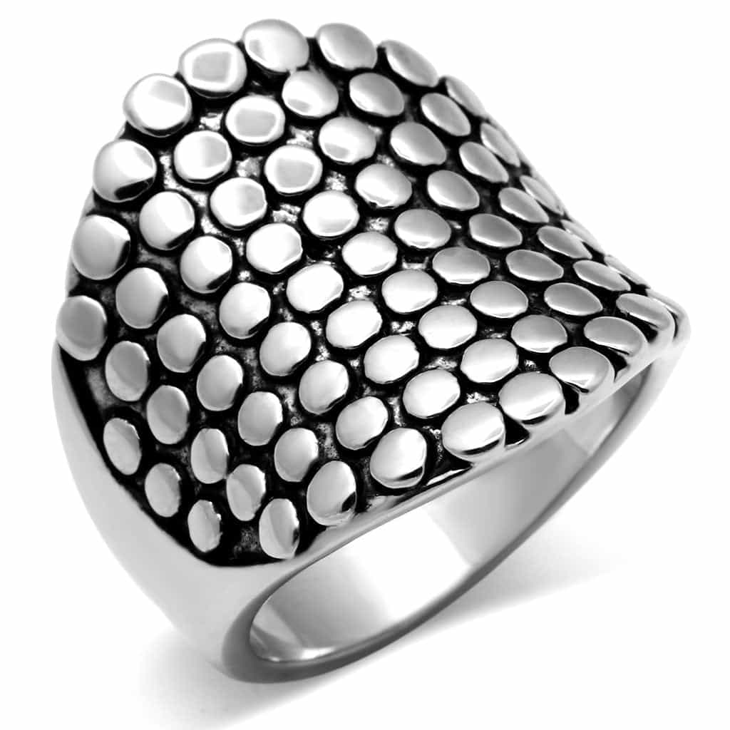 Brass Hammered Dot Bubble Wide Shield Ring view 5