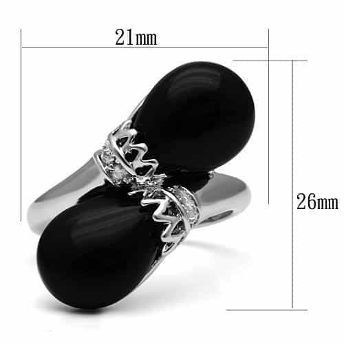 Brass Black Onyx Oval Cabochon Prong Cocktail Ring view 6
