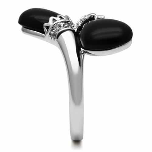 Brass Black Onyx Oval Cabochon Prong Cocktail Ring view 4