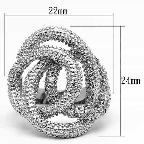 Brass CZ Beaded Triple Swirl Rose Cocktail Ring view 2