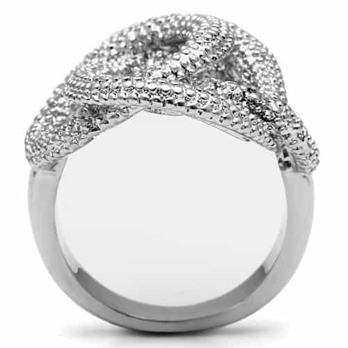 Brass CZ Beaded Triple Swirl Rose Cocktail Ring view 3