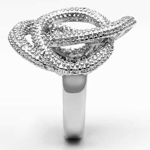 Brass CZ Beaded Triple Swirl Rose Cocktail Ring view 4