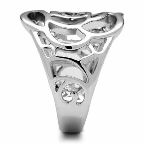 Brass Cutout Rose Filigree Wide Cocktail Ring view 4
