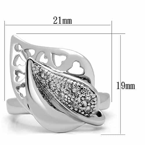 Brass CZ Pave Tulip Leaf Cutout Cocktail Ring view 7