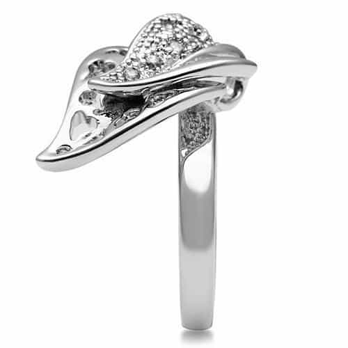 Brass CZ Pave Tulip Leaf Cutout Cocktail Ring view 9