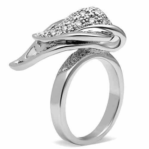 Brass CZ Pave Tulip Leaf Cutout Cocktail Ring view 5