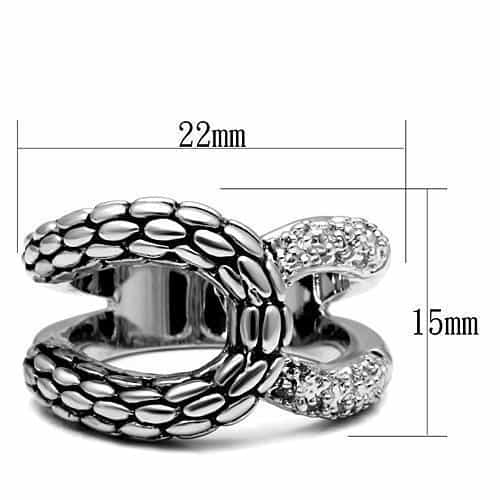 Brass Oxidized Scale Crossover CZ Wrap Ring view 2