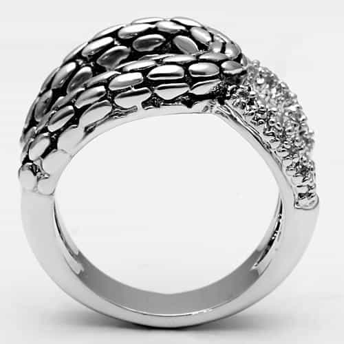 Brass Oxidized Scale Crossover CZ Wrap Ring view 7