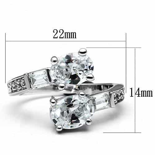 Brass Clear CZ Oval Baguette Solitaire Ring view 6