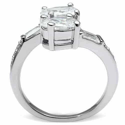 Brass Clear CZ Oval Baguette Solitaire Ring view 7