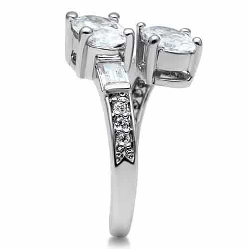 Brass Clear CZ Oval Baguette Solitaire Ring view 4