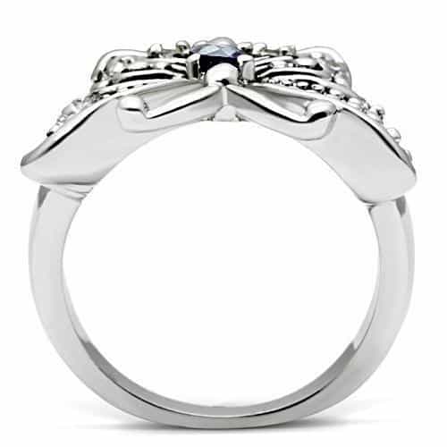 Brass Amethyst CZ Marcasite Butterfly Cocktail Ring view 7