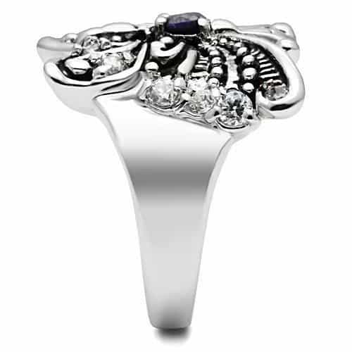 Brass Amethyst CZ Marcasite Butterfly Cocktail Ring view 8