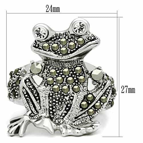 Brass Marcasite CZ Frog Figurine Cocktail Ring view 6