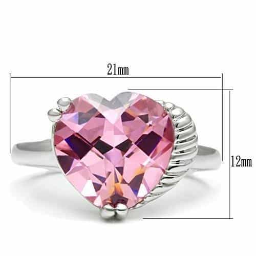 Brass Pink CZ Heart Solitaire Cable Ring | The Stainless Jewelry view 2