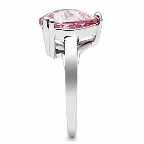 Brass Pink CZ Heart Solitaire Cable Ring | The Stainless Jewelry view 4