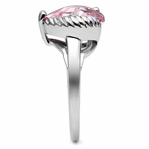 Brass Pink CZ Heart Solitaire Cable Ring | The Stainless Jewelry view 5