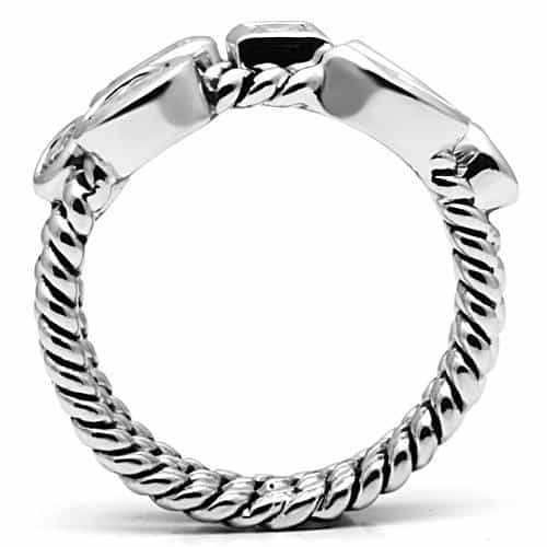 Brass CZ Multi-Shape Rope Bezel Stack Ring view 3