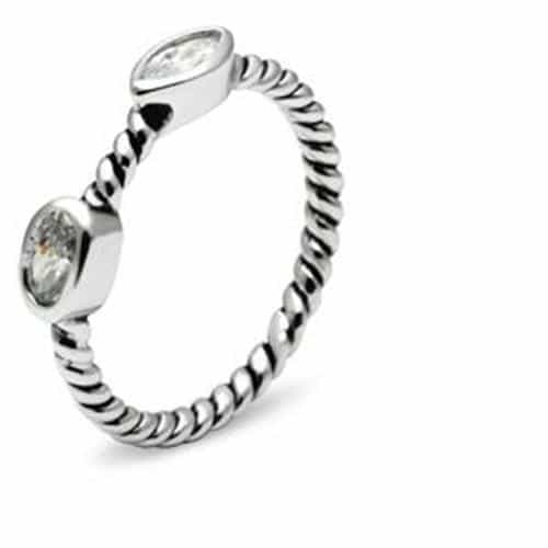 Brass CZ Multi-Shape Rope Bezel Stack Ring view 5