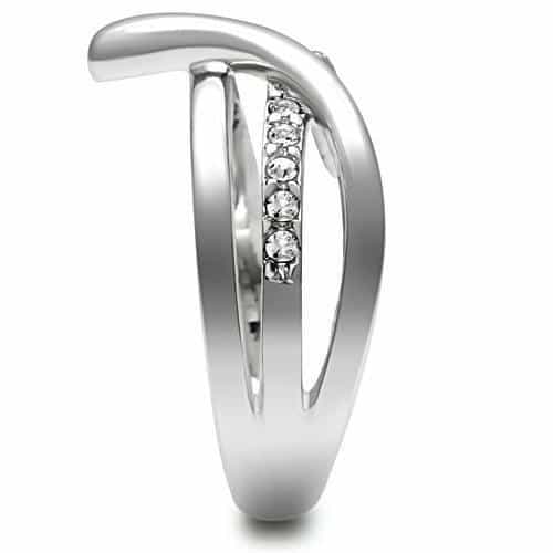 Brass CZ Channel Wave Bypass Ring | The Stainless Jewelry view 4