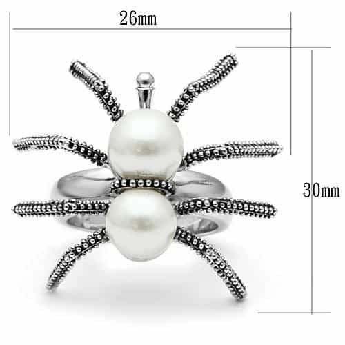 Brass Pearl Marcasite Spider Cocktail Ring view 6