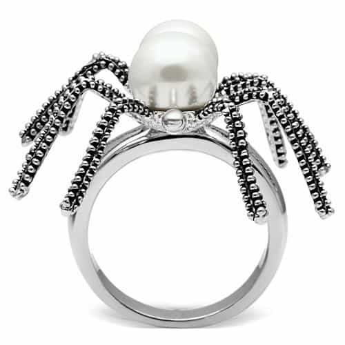 Brass Pearl Marcasite Spider Cocktail Ring view 3